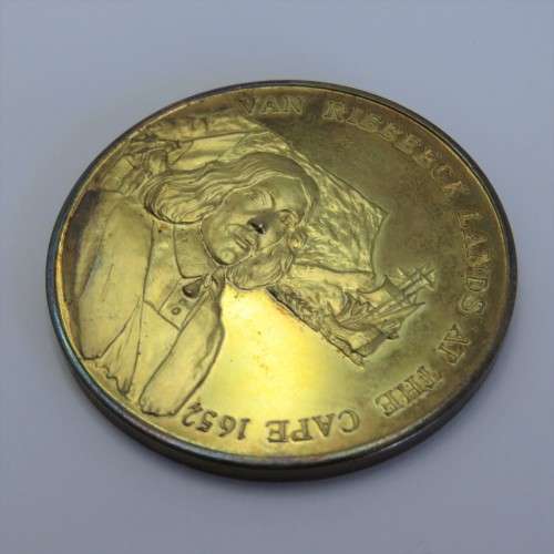 Sterling silver medallion Van Riebeeck lands in the Cape 1652