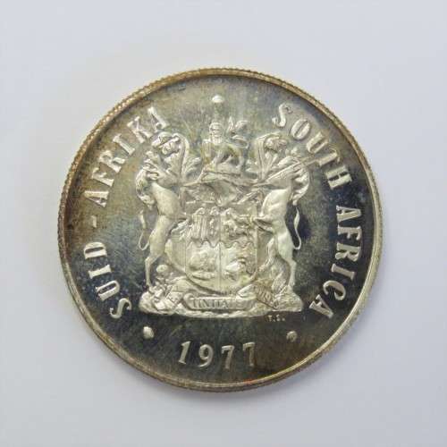 1977 South Africa Proof silver R1 - Excellent coin