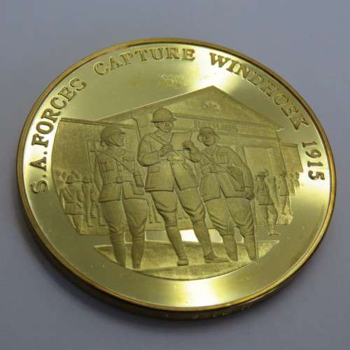 Sterling silver medallion SA Forces Capture Windhoek 1915