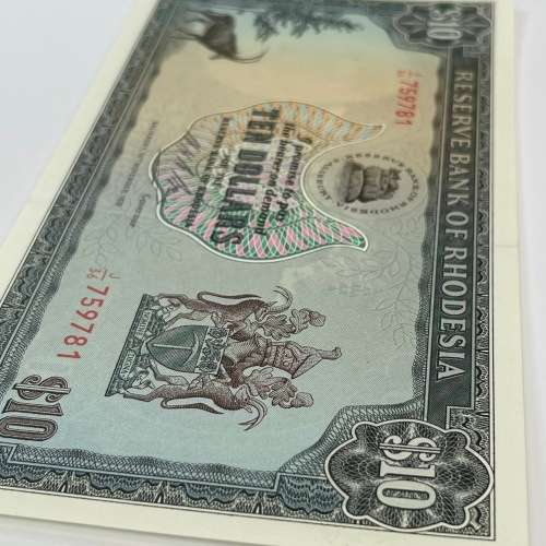 Reserve Bank of Rhodesia Ten Dollars 19 November 1975 uncirculated and top quality
