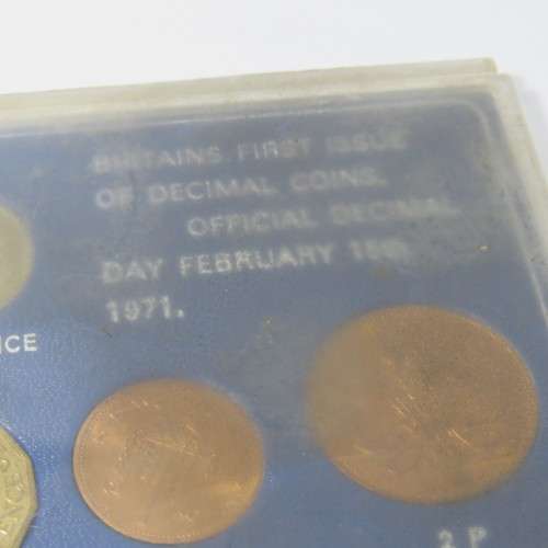 Great Britain coin set with last Pound, shilling, penny coins and First Decimal coins - uncirculated