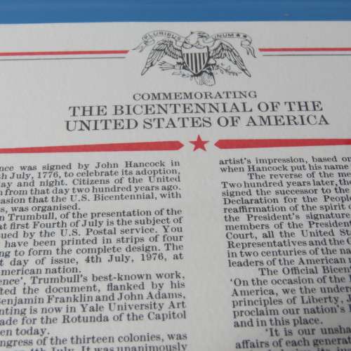 The American Bicentennial Medallia First day cover with silver Independence day coin