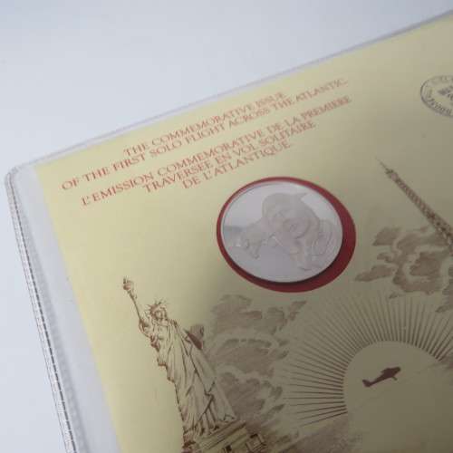 First solo flight across Atlantic - Charles Lindberg - First day cover 1972 plus silver Hallmark coi