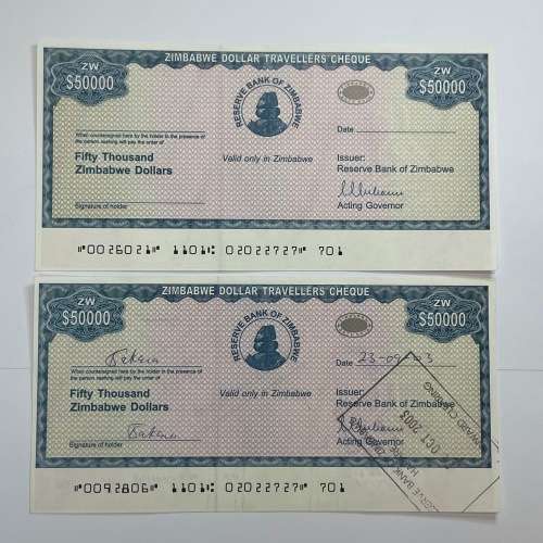 Zimbabwe 2003 Travellers Cheques