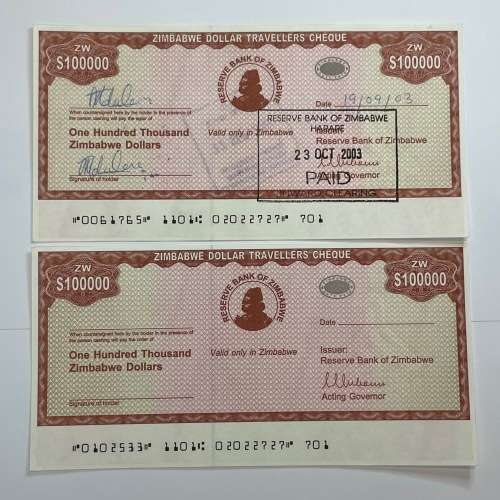 Zimbabwe 2003 Travellers Cheques