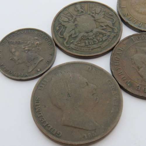 Lot of 5 copper coins from the 1800`s