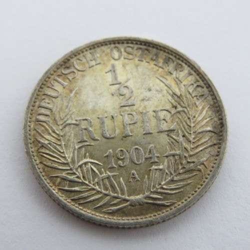 German East Africa 1904 A half rupie AU with mint lustre