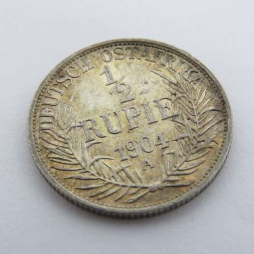 German East Africa 1904 A half rupie AU with mint lustre