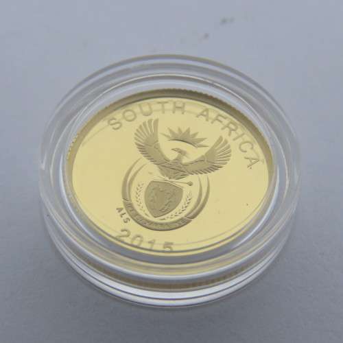 2015 RSA South African 1/10th Reptiles series Proof Gold R1 coin - The Nile Crocodile in box with CO
