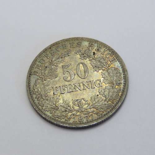 1877 Germany Deutsches Reich 1877 silver 50 pfennig proof