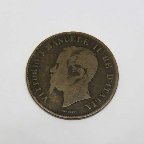 1861 Italy copper 5 Centesimi coin