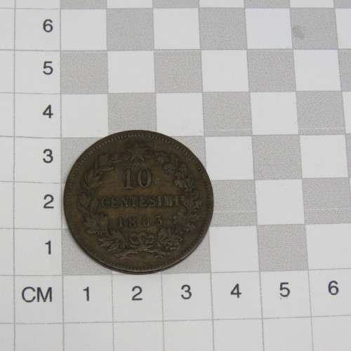 1863 Italy copper 10 Centesimi - VF