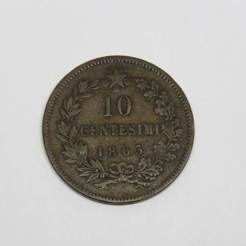 1863 Italy copper 10 Centesimi - VF