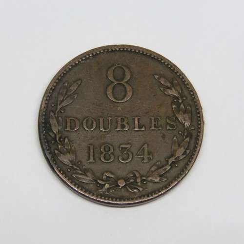 1834 Guernsey copper 8 Doubles