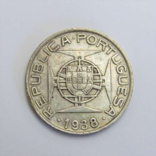 1938 Mozambique silver 10 Escudo VF+