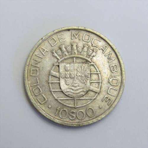 1938 Mozambique silver 10 Escudo VF+
