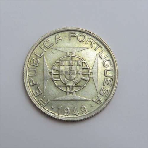 1949 Mozambique silver 5 Escudo AU