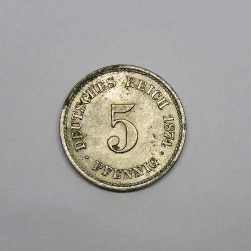 1874 Germany Five Pfennig XF