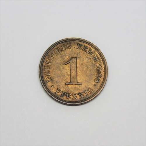 1908 Germany Deutsches Reich One Pfennig Uncirculated - J mintmark