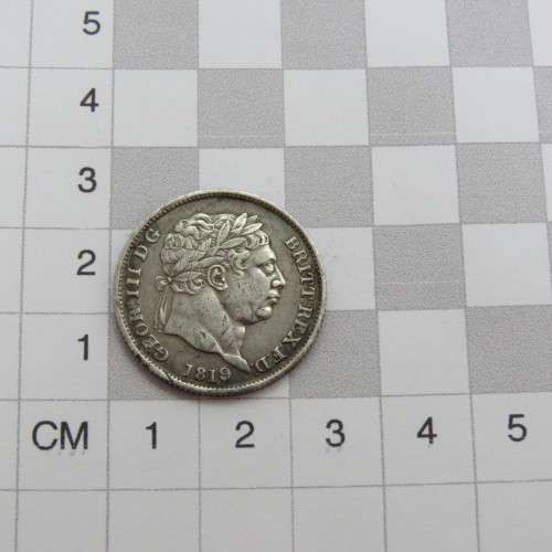1819 Great Britain shilling - High 9 over 6 VF