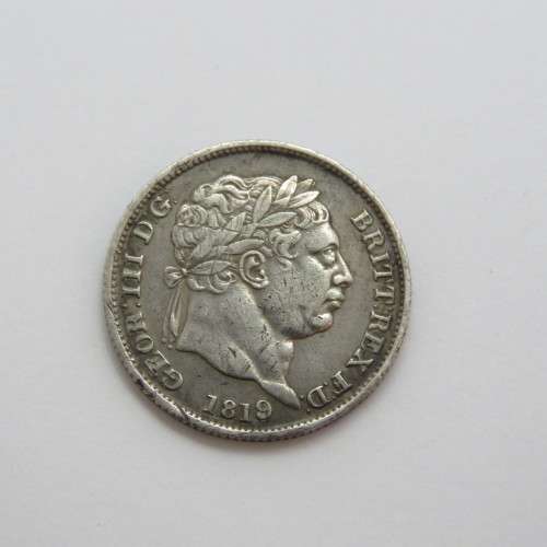 1819 Great Britain shilling - High 9 over 6 VF