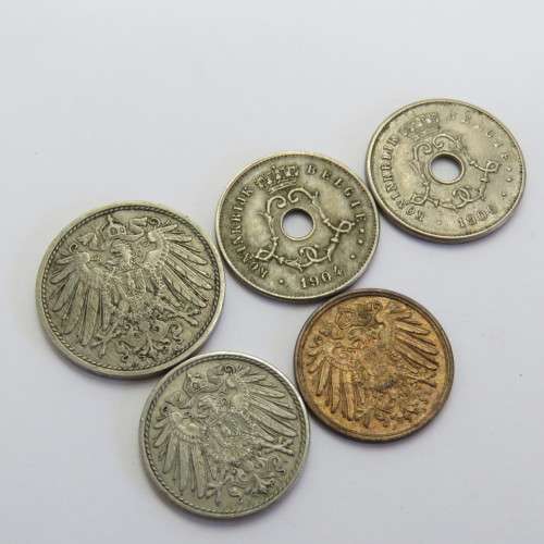 Lot of 5 coins each one over 100 years old