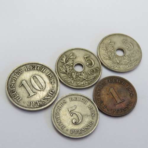 Lot of 5 coins each one over 100 years old