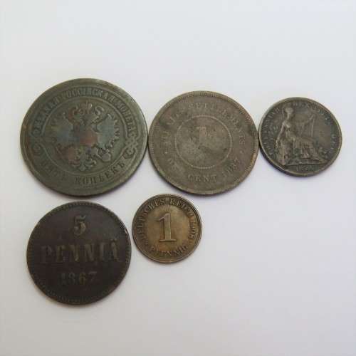 Lot of 5 old coins - Each one over 100 years old