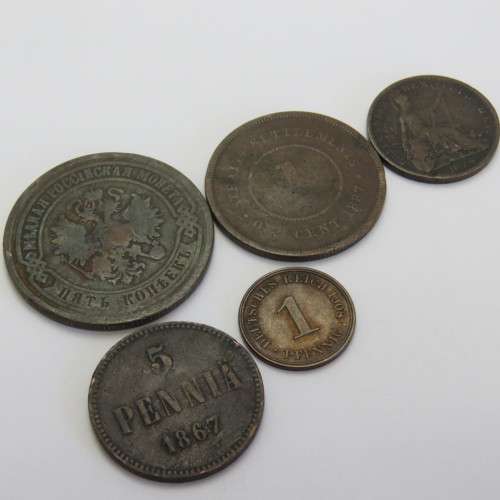 Lot of 5 old coins - Each one over 100 years old