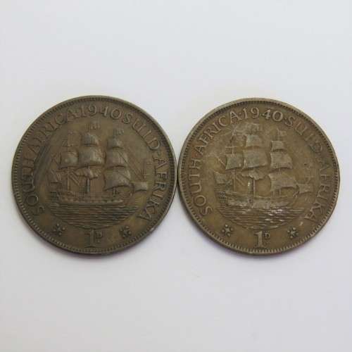 1940 One pennies - 2 Varieties - Dot after 1940 and no dot after 1940