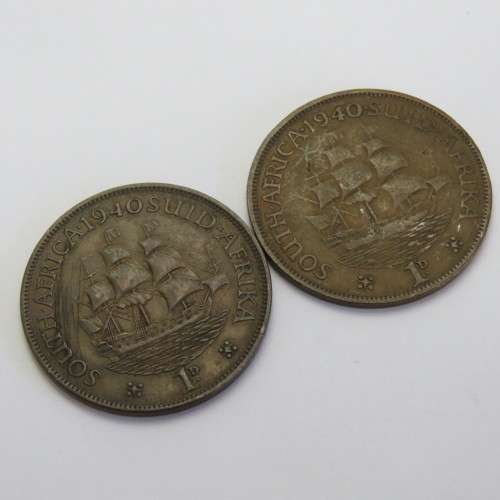 1940 One pennies - 2 Varieties - Dot after 1940 and no dot after 1940