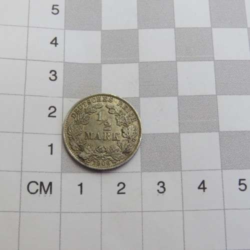 1906 Germany Deutsches Reich silver half mark AU