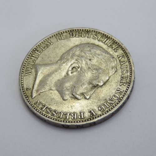 1911 A Germany Prussia 3 Mark VF+