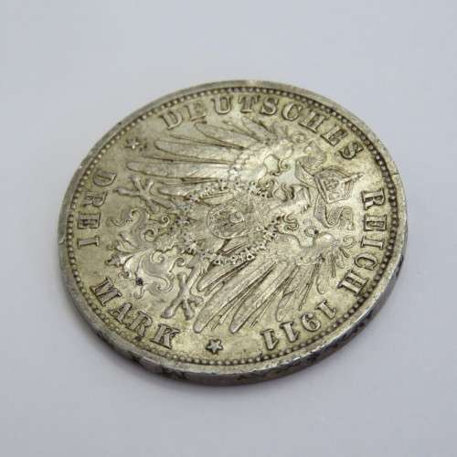 1911 A Germany Prussia 3 Mark VF+