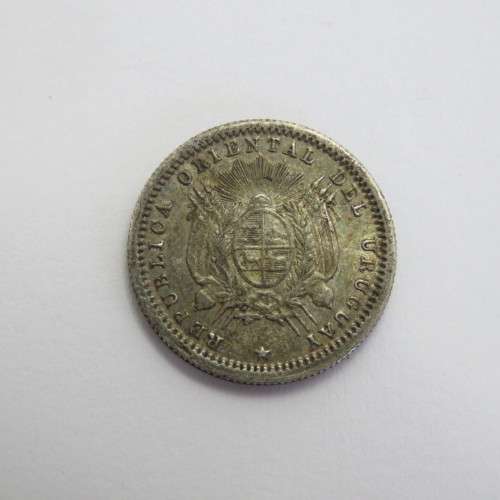 1877 Uruguay silver 10 Centesimos anchor left