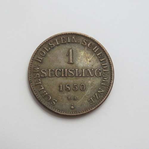 1850 German States Schleswig - Holstein Sechsling XF+