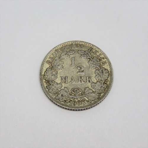 1908 J Germany Deutsches Reich half mark XF