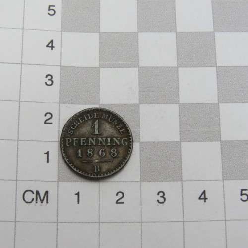 1868 B German States Prussia Pfennig XF
