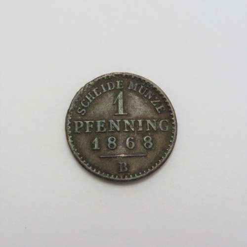 1868 B German States Prussia Pfennig XF