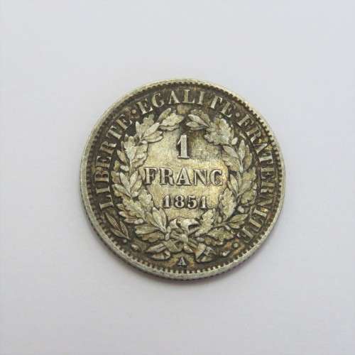 1851 France silver One Franc VF+