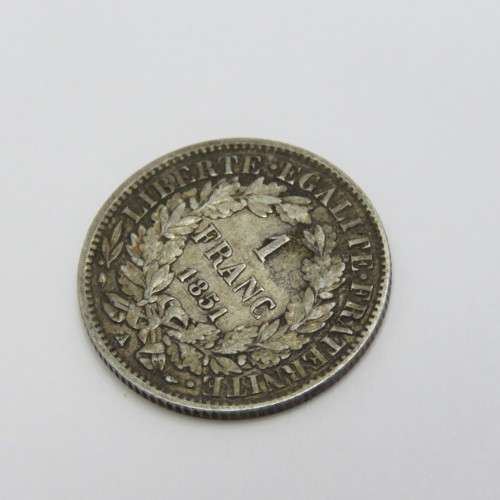 1851 France silver One Franc VF+