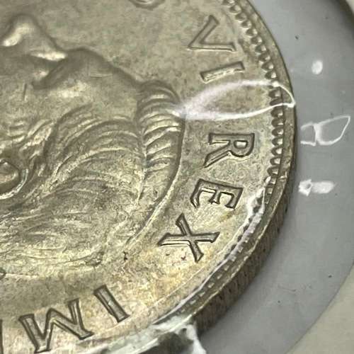 1943 South Africa half crown - EF+ - Double struck obverse! - Only one I have ever seen!