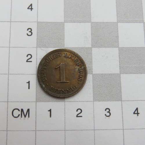 1908 j Germany Deutsches Reich One Pfennig UNCirculated