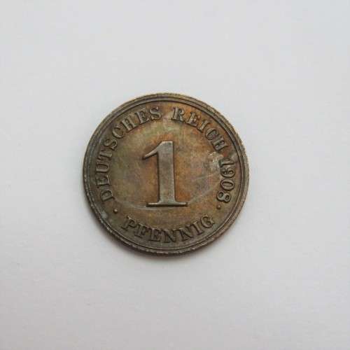 1908 j Germany Deutsches Reich One Pfennig UNCirculated