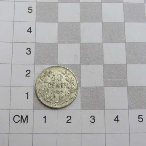 1907 Belgium silver 50 cent XF+