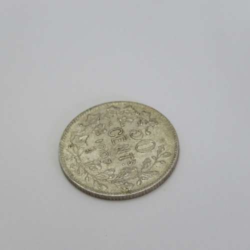 1907 Belgium silver 50 cent XF+