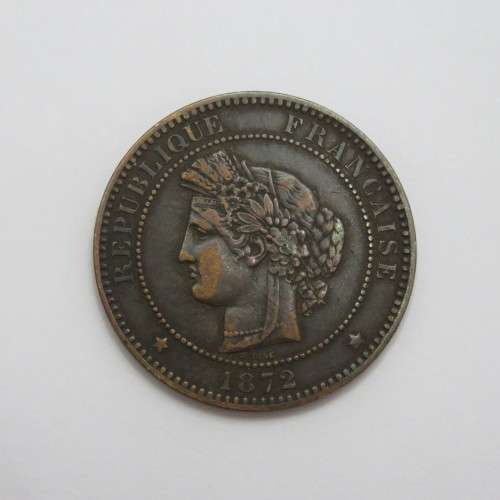 1872 France Dix Centimes XF