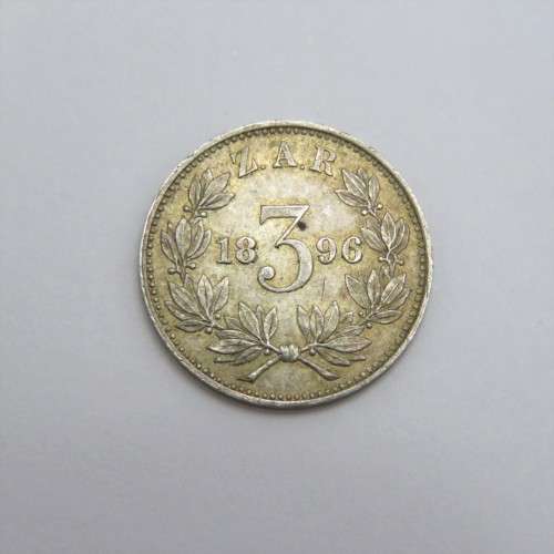 1896 ZAR Kruger three pence AU with mint lustre