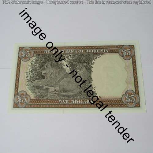 Rhodesia Reserve bank of Rhodesia Five Dollars - 20 October 1978 - crisp uncirculated