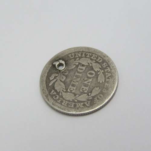 1843 USA Seated Liberty dime well used and holed - Scarce